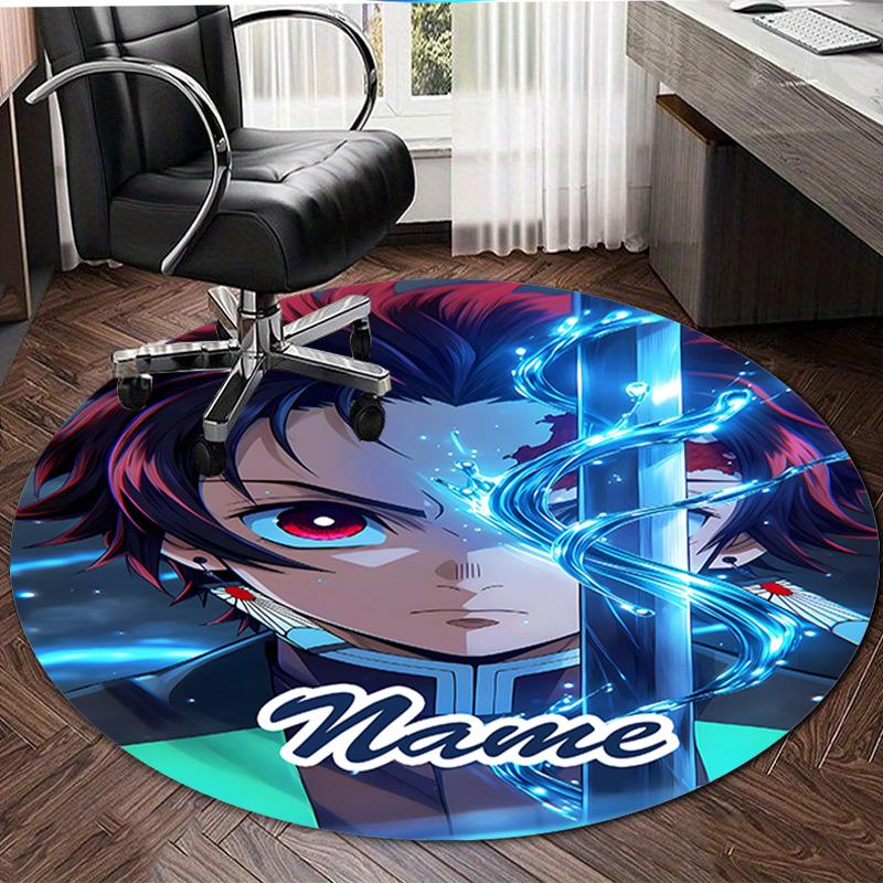 Personalized Demon Slayer Round Chair Office Rug - Perfect for Mat, Office Chair & More - Ideal Gift for Birthdays and Holidays