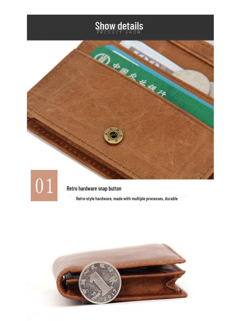 Vintage Cowhide RFID Blocking Card Holder - Multi-Slot Leather Credit & Business Card Case