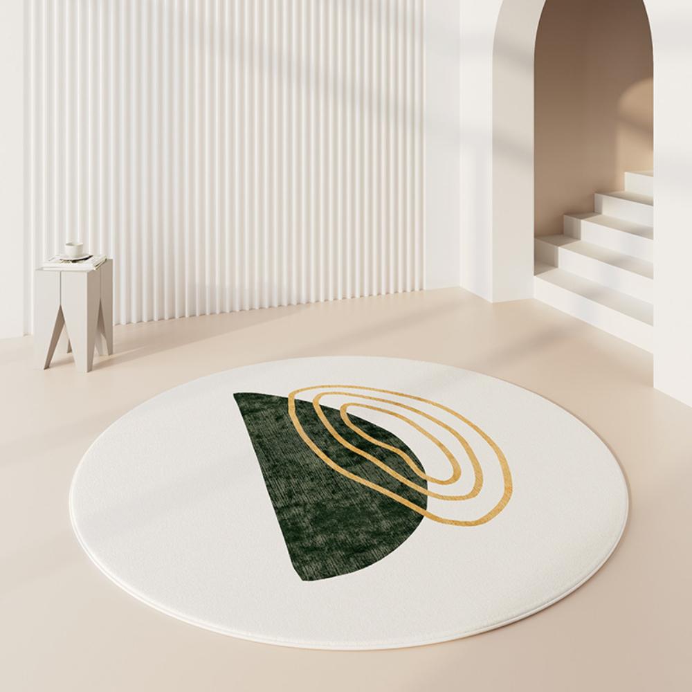 

Modern Creamy Color Block Round Rug – Large Soft Non-Slip Floor Mat for Living Room & Bedroom Lounge Decor Diameter 60cm