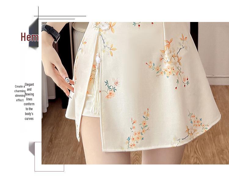 Elastisches florales Cheongsam-Kleid-Set: Junger, sanfter Stil