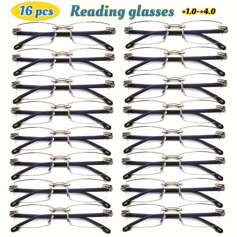 

16 шт. Легкие безрамочные очки для чтения с блокировкой синего света для мужчин и женщин Прямоугольная оправа +1.0 До +4.0 3.5