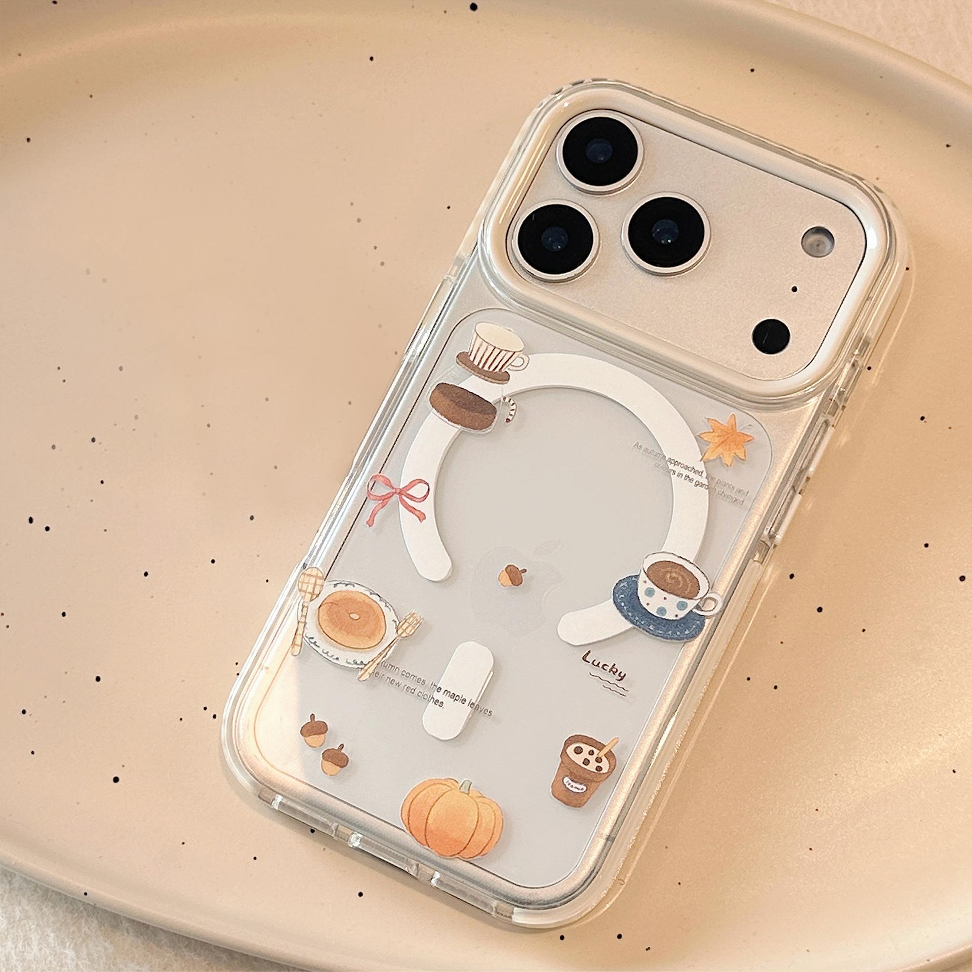 

Bagel Holder 16pro Max Transparent Magnetic Phone Case for IPhone17 for 14 Gourmet Ins Style 11 Soft 15 11