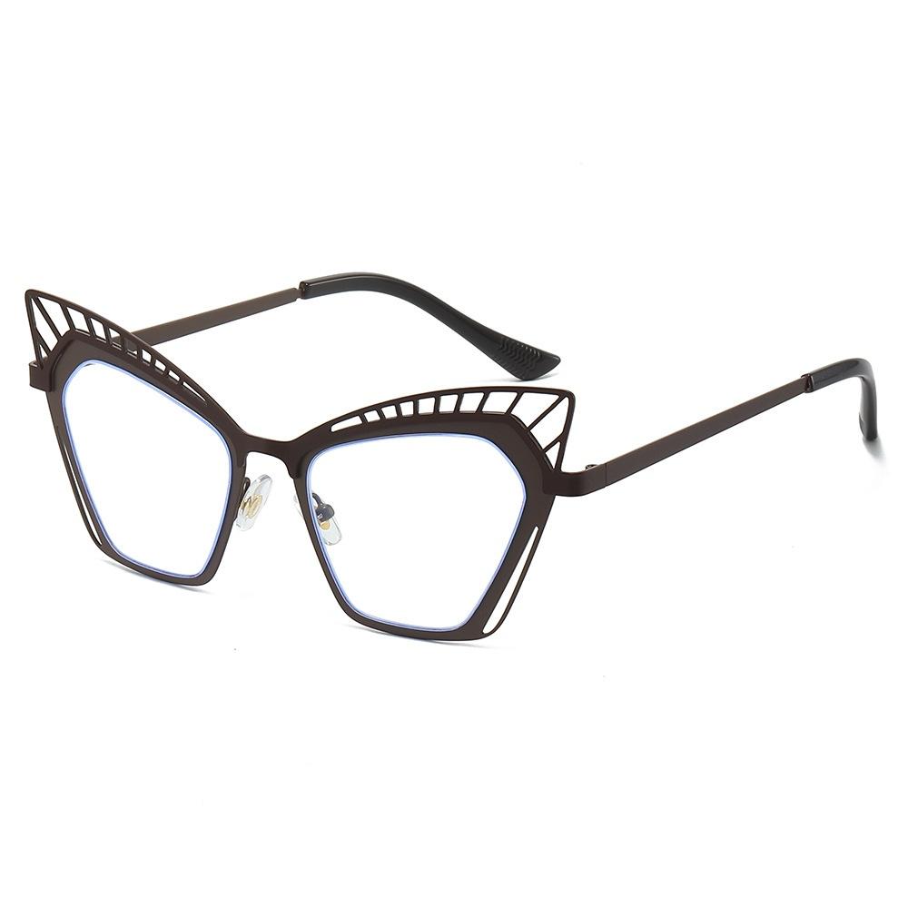 Ins New Anti Blue Light Cat Eye Women Glasses Personality Hollow Splicing Frame Design Simple Trend Men Anti Radiation Glasses