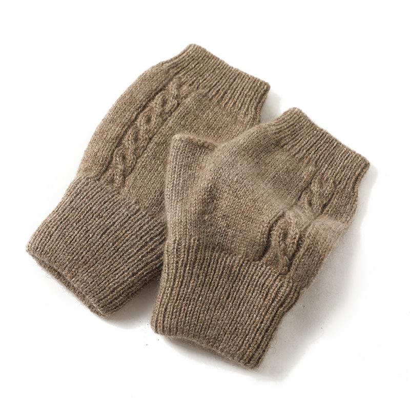 

New Autumn and Winter Style Women s Half Finger Retro Twisted Flower Warm Thickened Hand Protection Knitted Gloves One Size