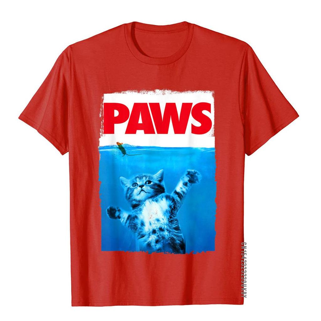 Paws Cat And Mouse Top Cute Funny Cat Lover Parody Top T-Shirt Top T-Shirts Preppy Style Special Cotton Tops & Tees Men