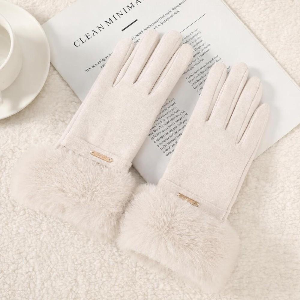 Thickened Plush Warm Suede Gloves Plus Velvet Lining Windproof Riding Gloves Cycling & Driving