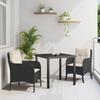 VidaXL 3-Piece Garden Dining Set with Cushions Black Poly Rattan 3380141