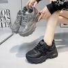 Platform Dad Shoes Women's 2025 Spring and Autumn New Heightening Versatile Breathable Mesh Casual Silver Sports Running Shoes
