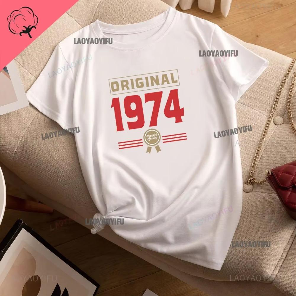 Vintage Funny Made in 1974 All Original Parts T Shirt Graphic Streetwear Short Sleeve Birthday Gifts Summer Cotton Tshirt Men