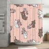 Kawaii Cats Shower Curtain Pink Floral Print Home Decor Waterproof Fabric Bathroom Shower Curtains For Kids Girls Gift