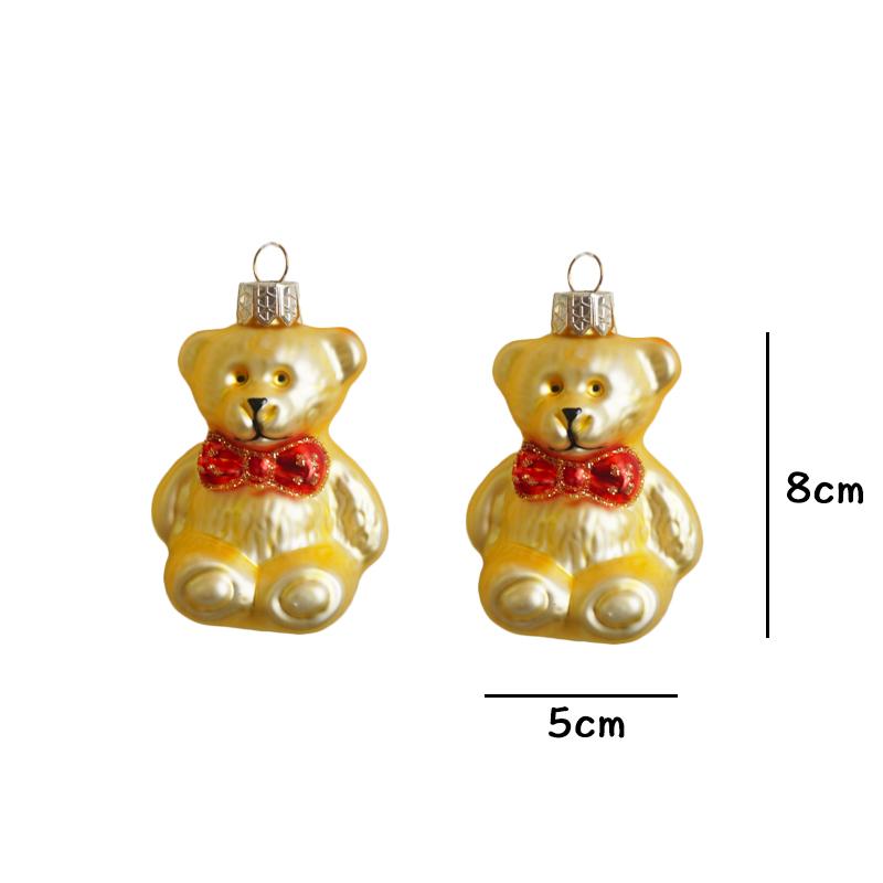 1Pair Bear Christmas Tree Ornaments Glass Bear New Year Decorations for Home Cute Decorative Christmas Tree Novelties 2025