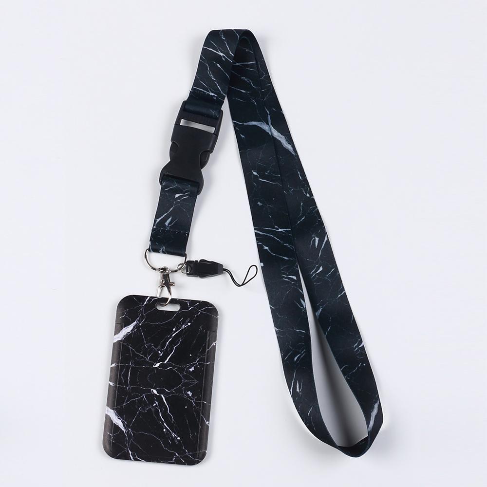 

Phone Lanyard Crossbody with Wrist Strap Marble Pattern Card Case Cover for Bus/ID Card Cell Phone Lanyards Adjustable Strap