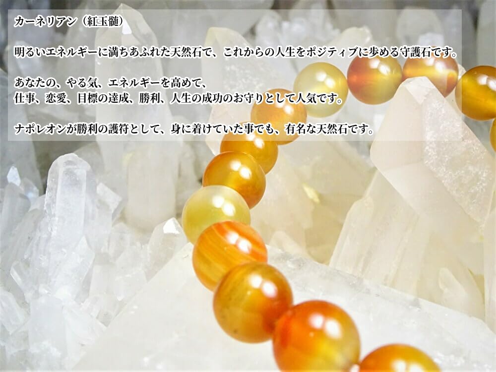 Kanoishi for Victory and Success In Carnelian Bracelet for Men and Natural 10mm Power Stone Medium 17cm [Amulet Life] Women, Stone, (Purification,