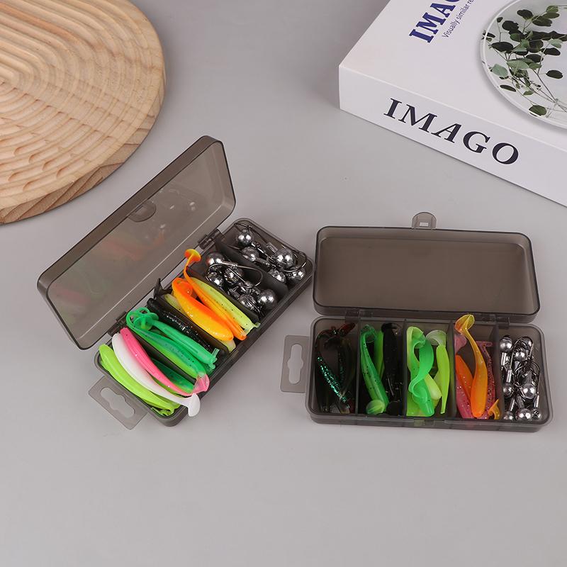 30-Piece Soft Fishing Lure Set With T-Tail - Durable Plastic Baits For Bass, Trout & More - Includes Minnow Swimbaits, Jig Hooks