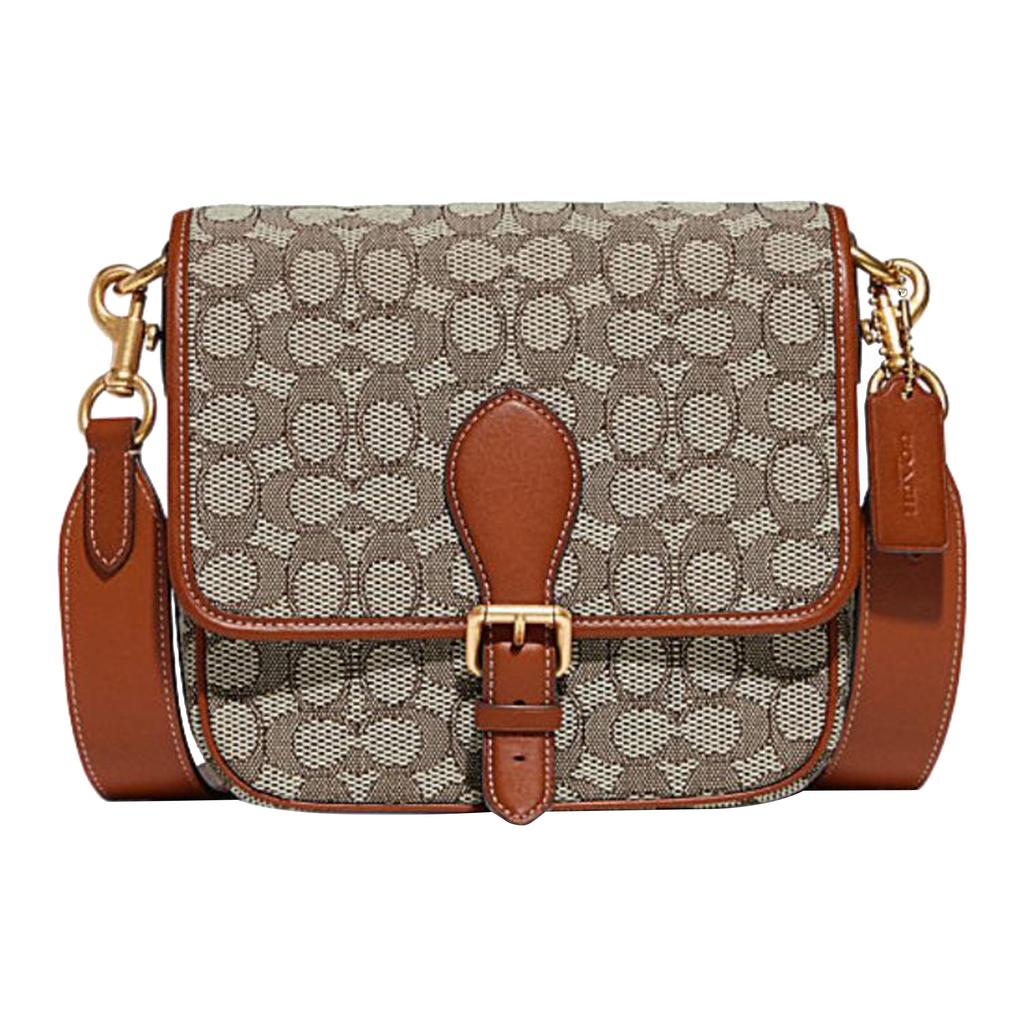 New COACH Frankie Glove Tanned Leather With Fabric Lining Shoulder Bag Crossbody Bag Small Size Women's Monogram Brown CC098-COC