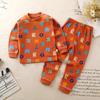 Cartoon Print Pajama Suit Tops+Pants 2-piece Set Underwear Kids Boys Girls Baby Cotton Sleepwear