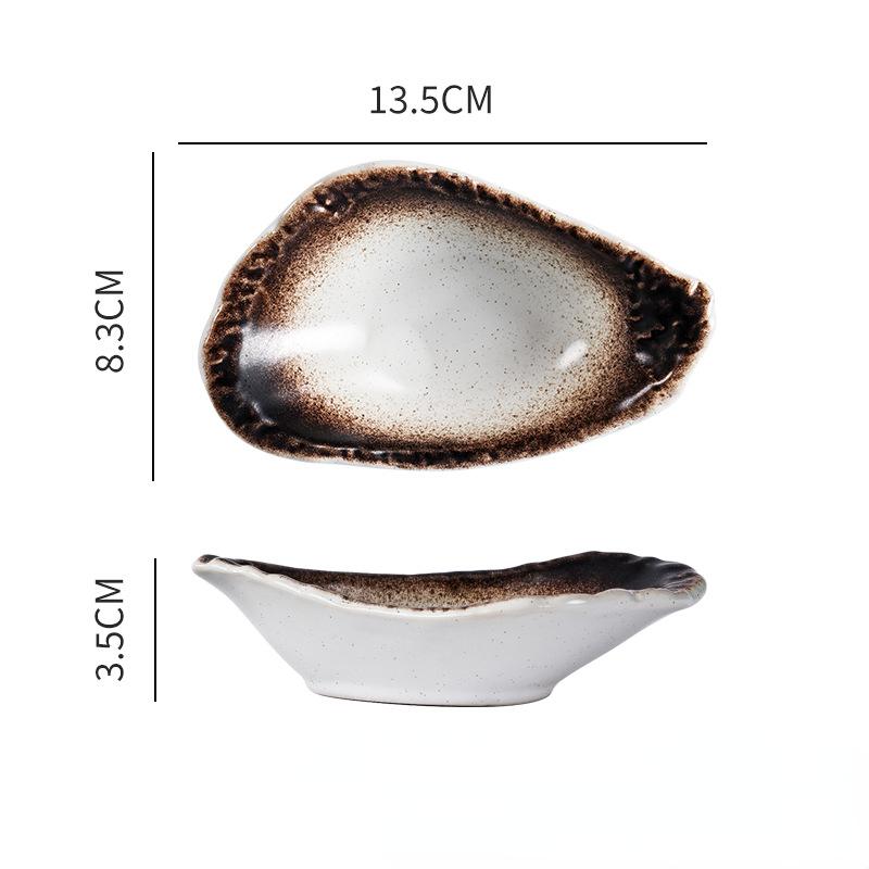 Japonský talíř na občerstvení, keramický kreativní talíř ve tvaru ústřice, kořenící talíř, omáčka, porcelánové nádobí, kuchyňské náčiní, malé talíře