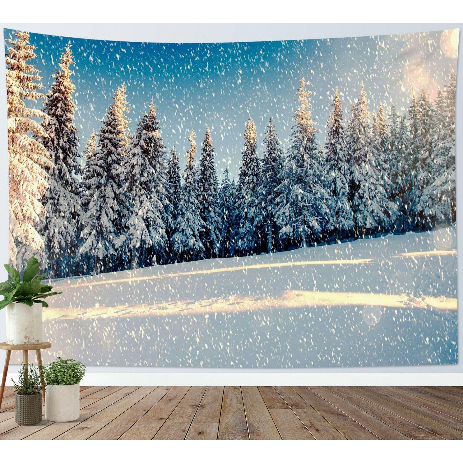 Tapestry of a snowy forest landscape in winter 75x100