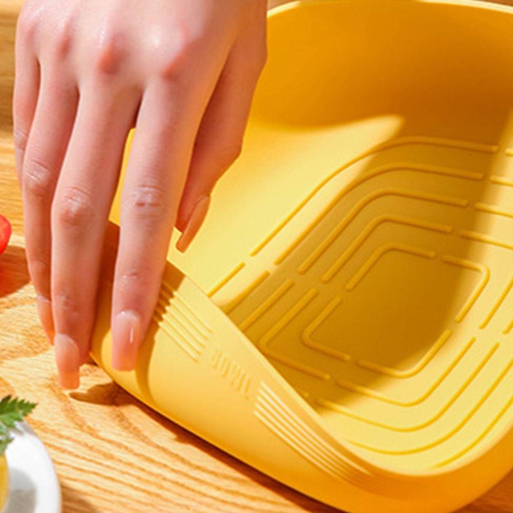 Square Round Non Stick Air Fryer Bowl Fruit Salad Bowl Oven Accessories Microwave Oven Baking Plate