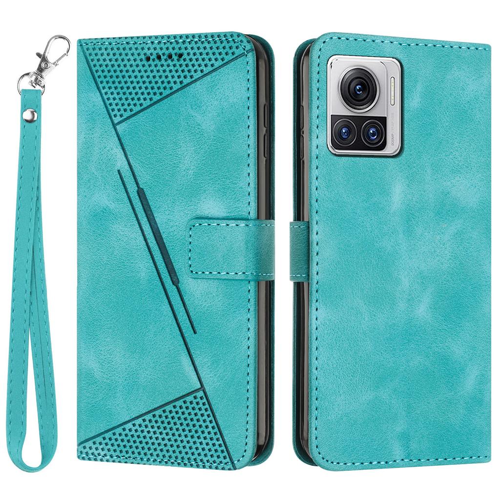 Leather Cover for Motorola Moto X30 Pro 5G/Edge 30 Ultra 5G,Triangle Imprint Wallet Stand Anti-drop Phone Case with Strap