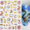 Nail Art Sticker, Colorful Flower Snake Pattern Geometric Adhesive Nail Sticker