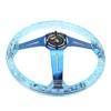 14in Car Steering Wheel Logo Horn Button Accessories Modification Fit for ATV Kart UTVBlue