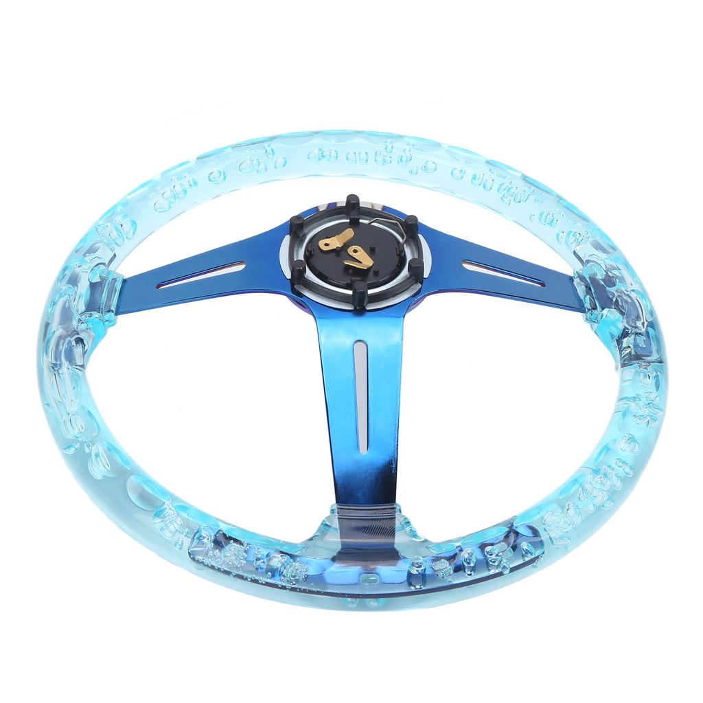 14in Car Steering Wheel Logo Horn Button Accessories Modification Fit for ATV Kart UTVBlue