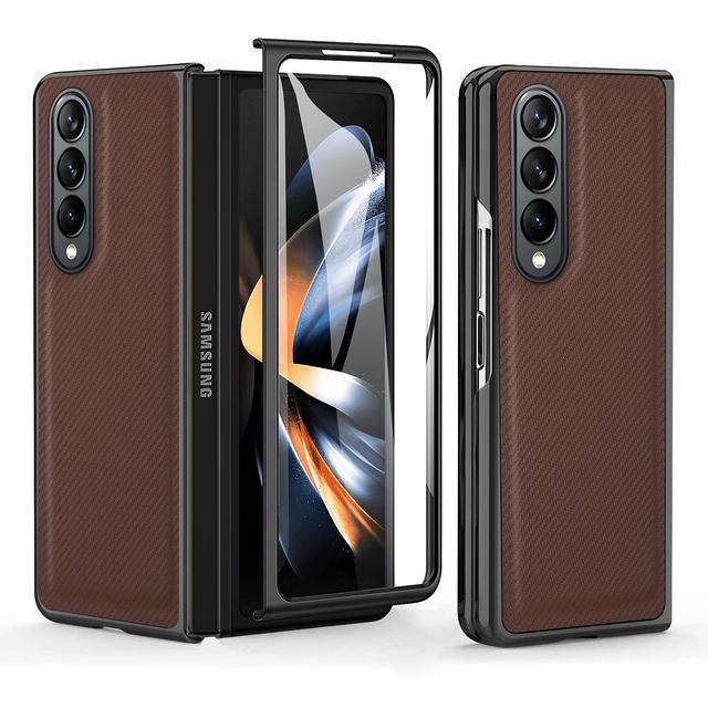 Nicht-Fingerabdruck-Kohlefaser-Hülle für Samsung Galaxy Z Fold 4 Fold4 Fold3 Fold2 5g Fold 3 2 Glasschutzfolie Cover Funda
