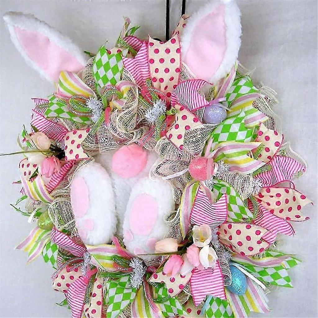 Easter Wreaths for Front Door, Rabbit Wreaths with Bunny Ears, Spring Easter Wreaths Rabbit Garland