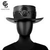 Unisex Punk Plague Doctor Hat Cosplay Accessory Wide Brim Flat Top PU Halloween Festival Streetwear