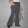High Waist Yoga Pants Full-Length Women Leggings with Elastic Waist Solid Color Pockets Sport Style Flared Pants