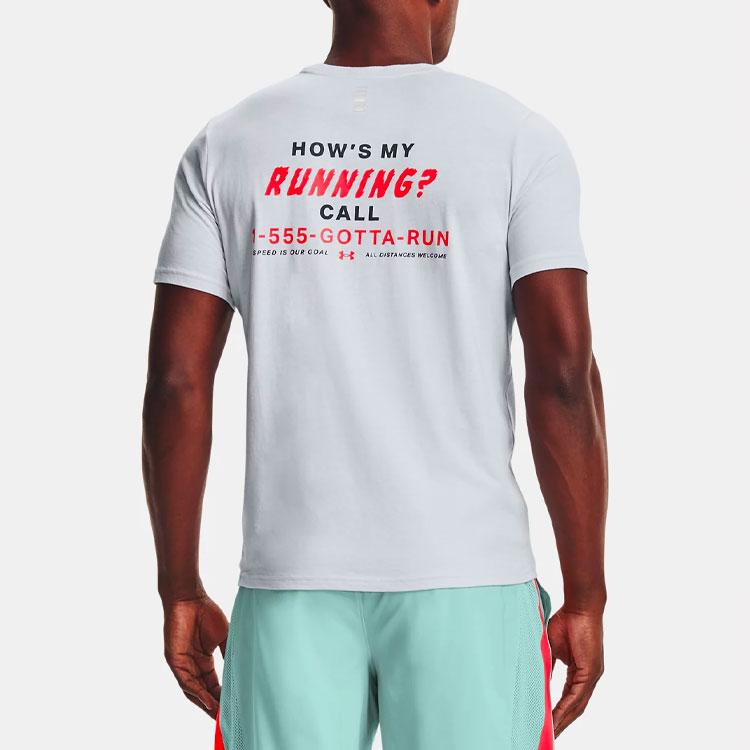 Under Armour Casual Breathable Running Short Sleeve T-Shirt Men tops Haze-Gray 1360427-014