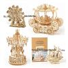 3D Wooden Puzzle: DIY Train, Carousel, Ferris Wheel, Pumpkin Carriage & Sailing Ship Models