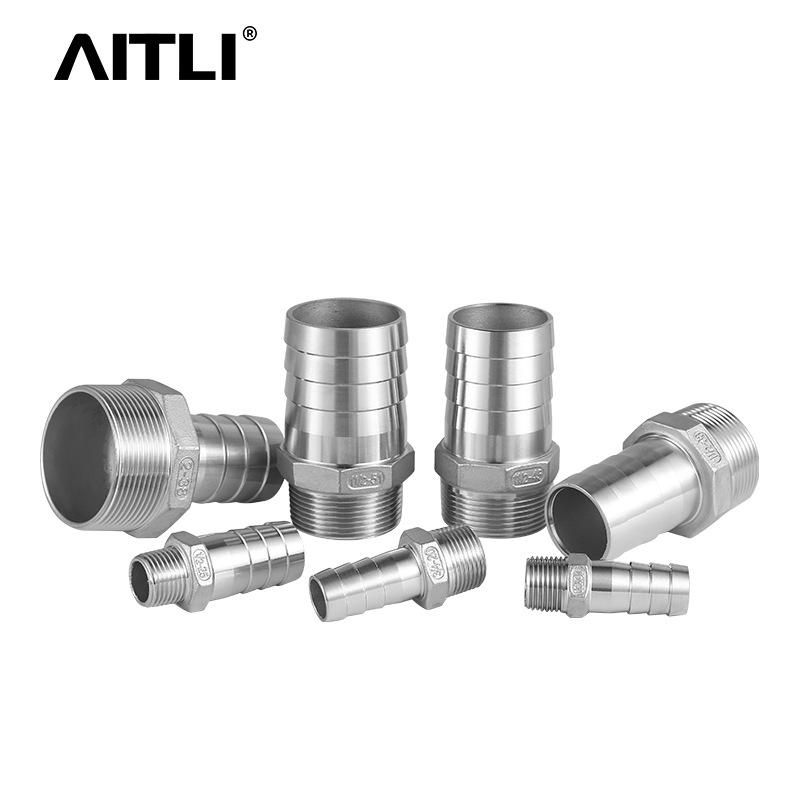 Stainless Steel Hex Thread Hose Connector with 316 Barb 0.125 -Φ6 (304)