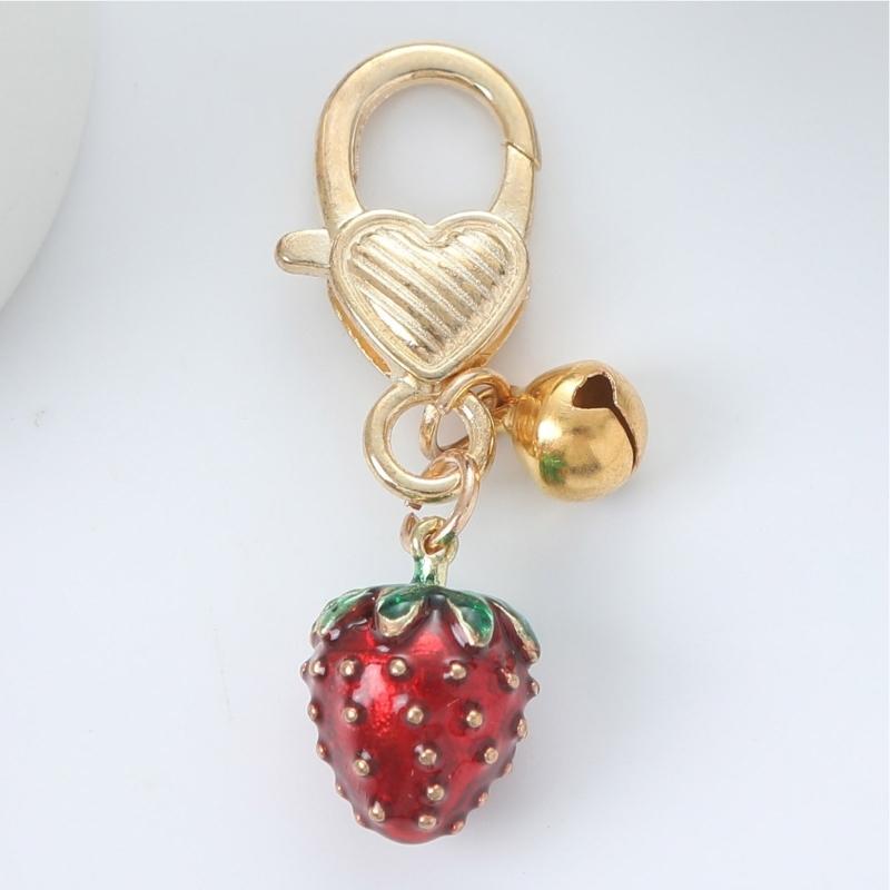 Alloy Strawberry Keychain Handmade Key Chain Colorful Fruit Pendant Phone Chain