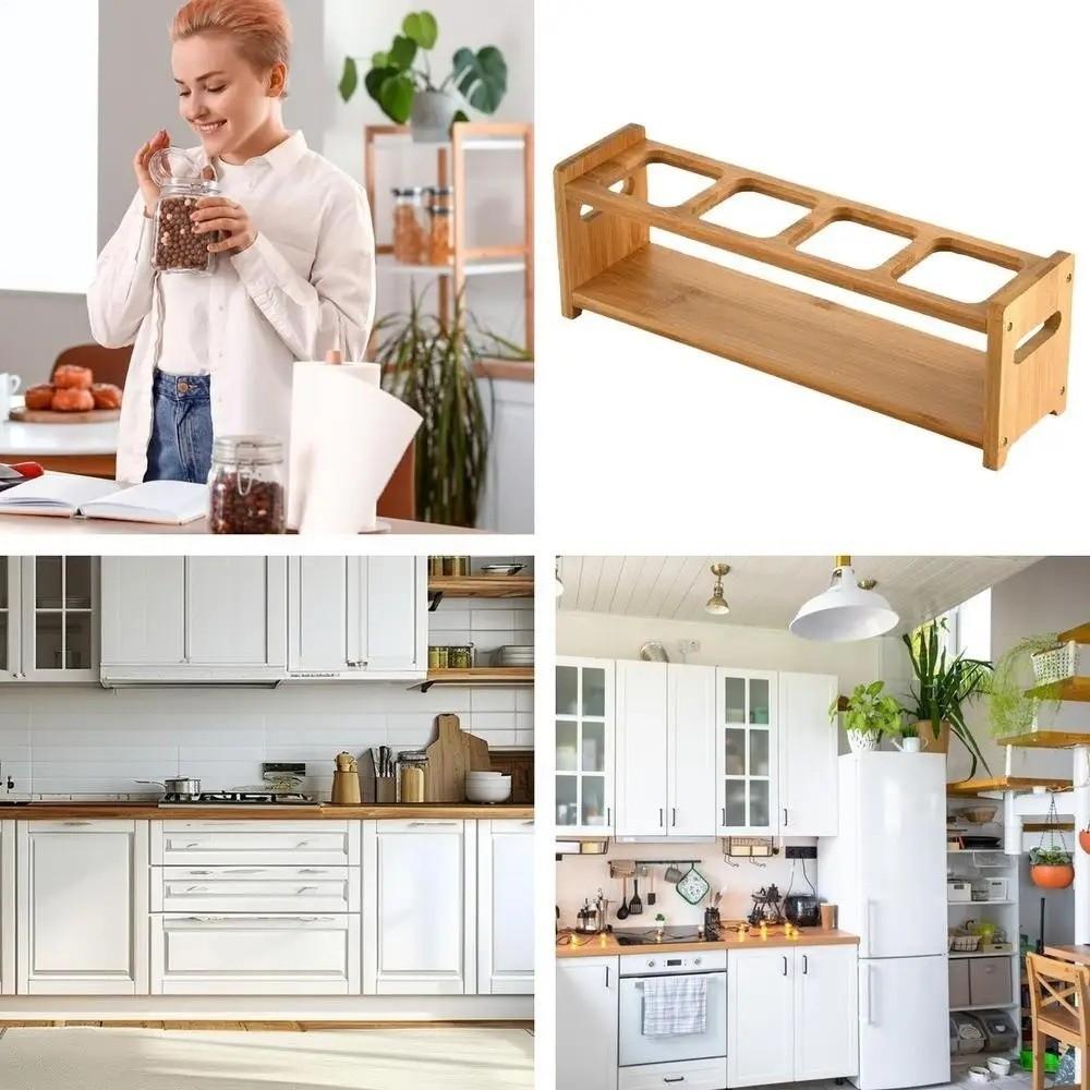 Multi-Compartment Glass Oil Bottle Rack Anti-Slip Kitchen Storage Shelf  Dining Table
