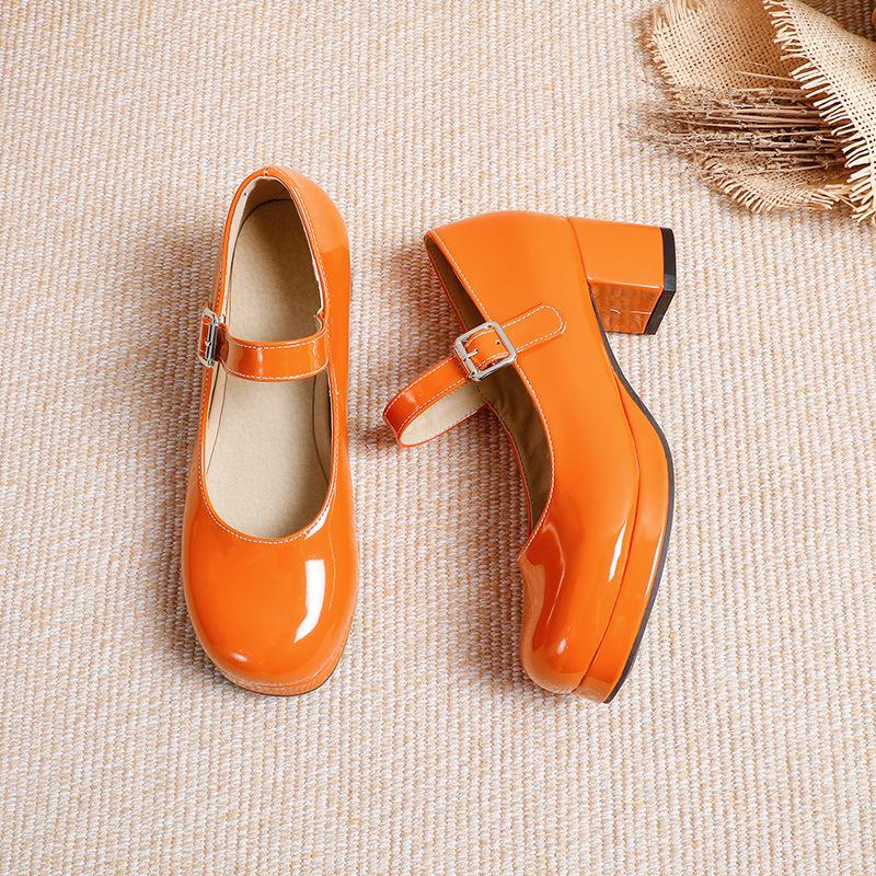 Women High Heels Girls Shoes Patent Leather Princess Lolita Shoes Fashion Girls Party Wedding Shoes Round Toe Ladies Pumps 30-43