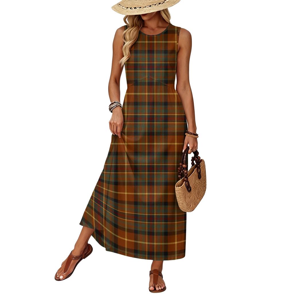 Women Summer Casual Dress Sleeveless Maxi Dress with Pockets Loose Fit Beach Vacation Sundress Lightweight Comfortable