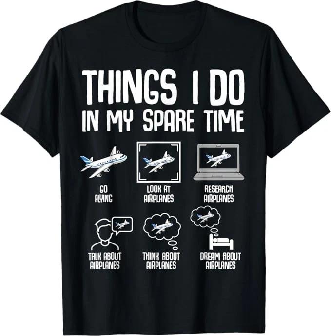 Airplane Things I Do in My Spare Time Plane Pilot Kids Men T-Shirt S