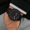 A.b.art Men's Watch, Red Dot Jump Date Calendar, Swiss Made Ronda Quartz Movement, Sapphire Crystal, Minimal Bauhaus Design, Black Leather Strap, 41 M