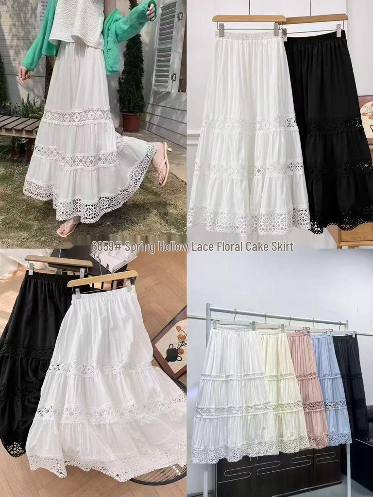 2025 A/W Retro Lace Patchwork Midi Skirt - Japanese/Korean Style