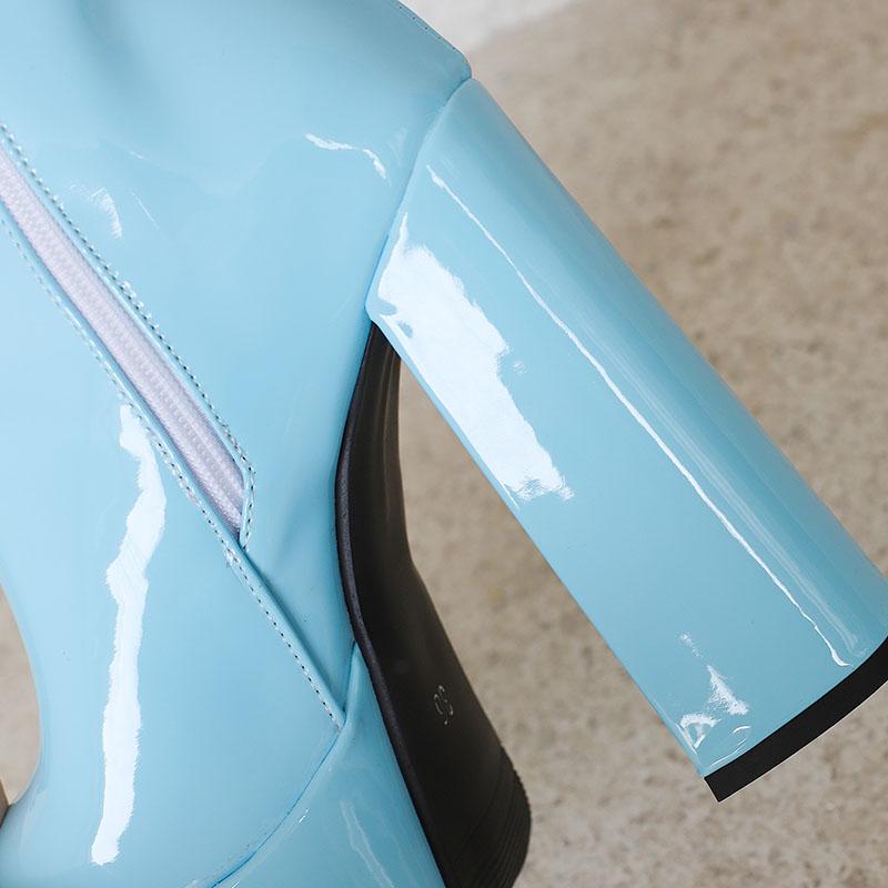 Women's High-heeled Short Boots Fashion European and American Style Autumn and Winter New Waterproof Table Thick-heeled Large-size Short Boots