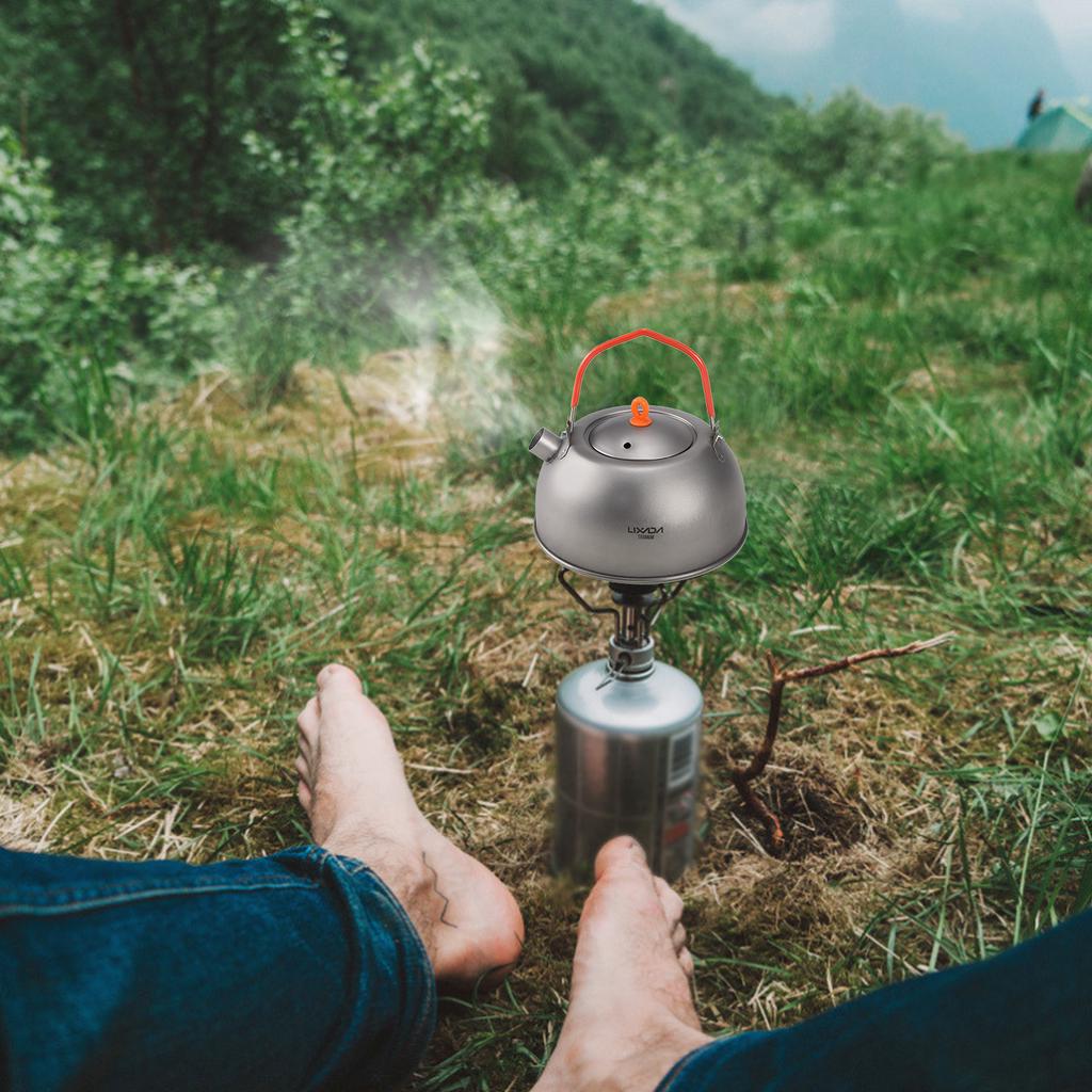 Lixada 600 ml ceainic din titan pentru apă clocotită ceainic de cafea pentru drumeții în aer liber camping