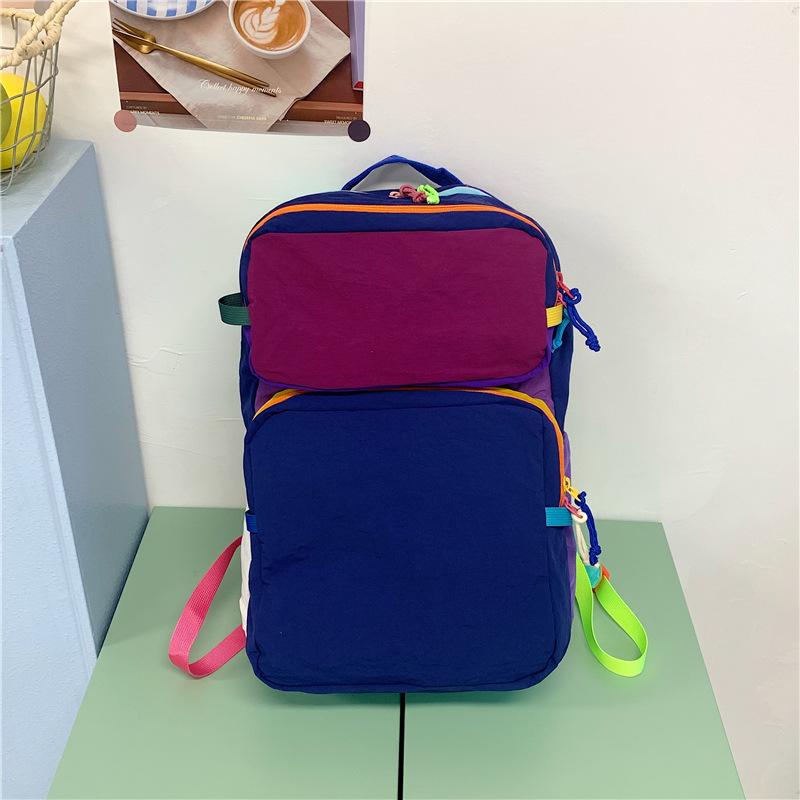 Schoolbag Backpack New Men's and Women's Large-capacity Leisure Lightweight Travel Backpack Commuter Leisure Student Schoolbag Contrasting Colors