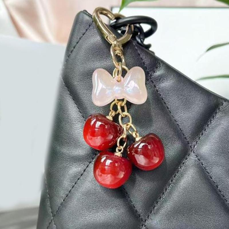 Unique Cherry Keychain Bag Charm Cherry Keychain Purse Charm Key Adornment For Adding Flair To Women's Handbags