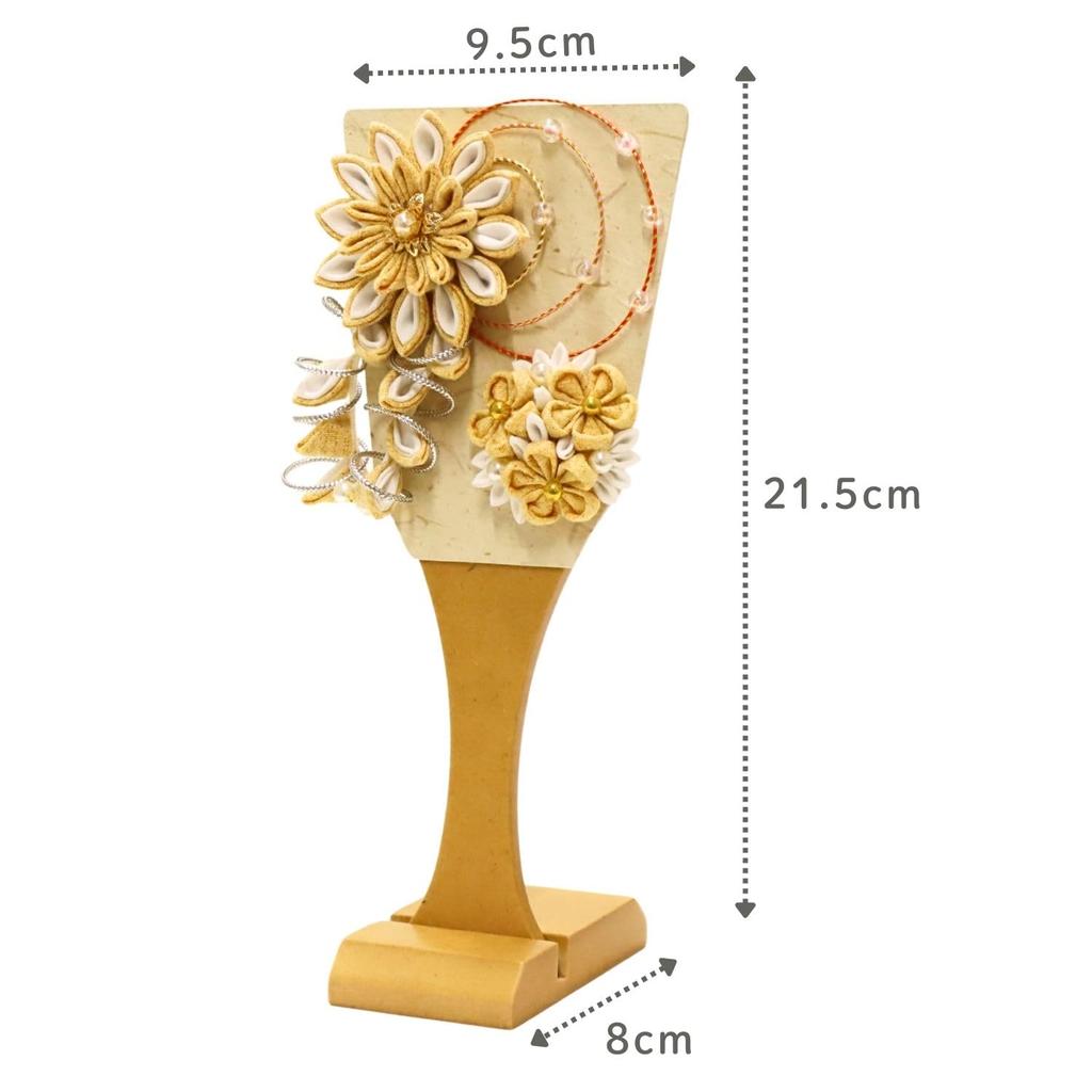 Hagoita Honoka Yellow with for Girls (Tsumami Hagoita) (Product Code 206623) Stand, Height 21.5cm,