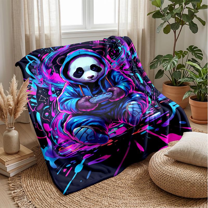 Neon Gaming Controllers Theme blanket Lightweight Warm Flannel Blanket Decorative Throw Blanket for Home Decoration