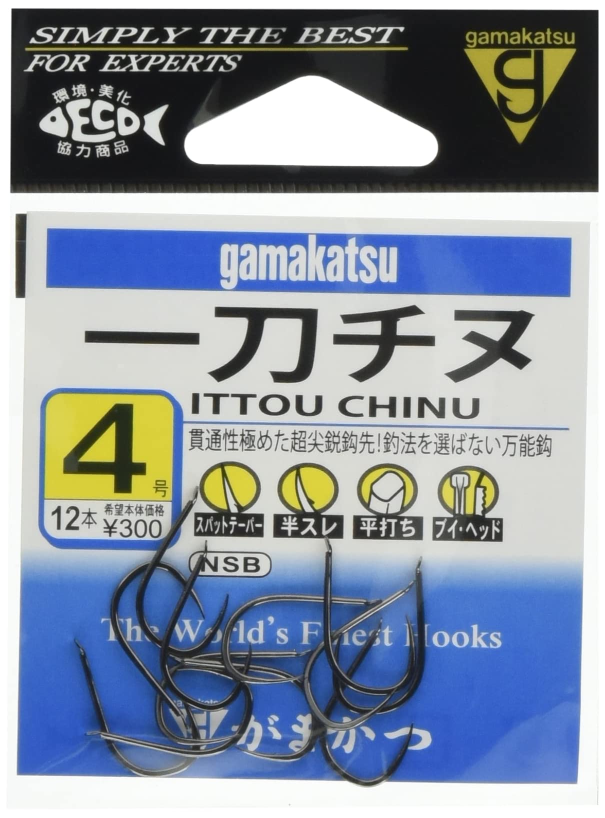 

Gamakatsu Itto Chinu (NSB) Hook, Size 4 Fishing Hook