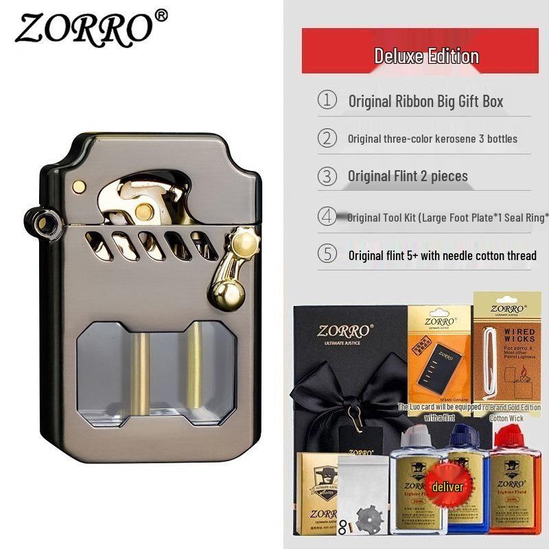 Zorro 786 Cyber Mecha Transparent Oil Tank Semi-automatic Kerosene Lighter