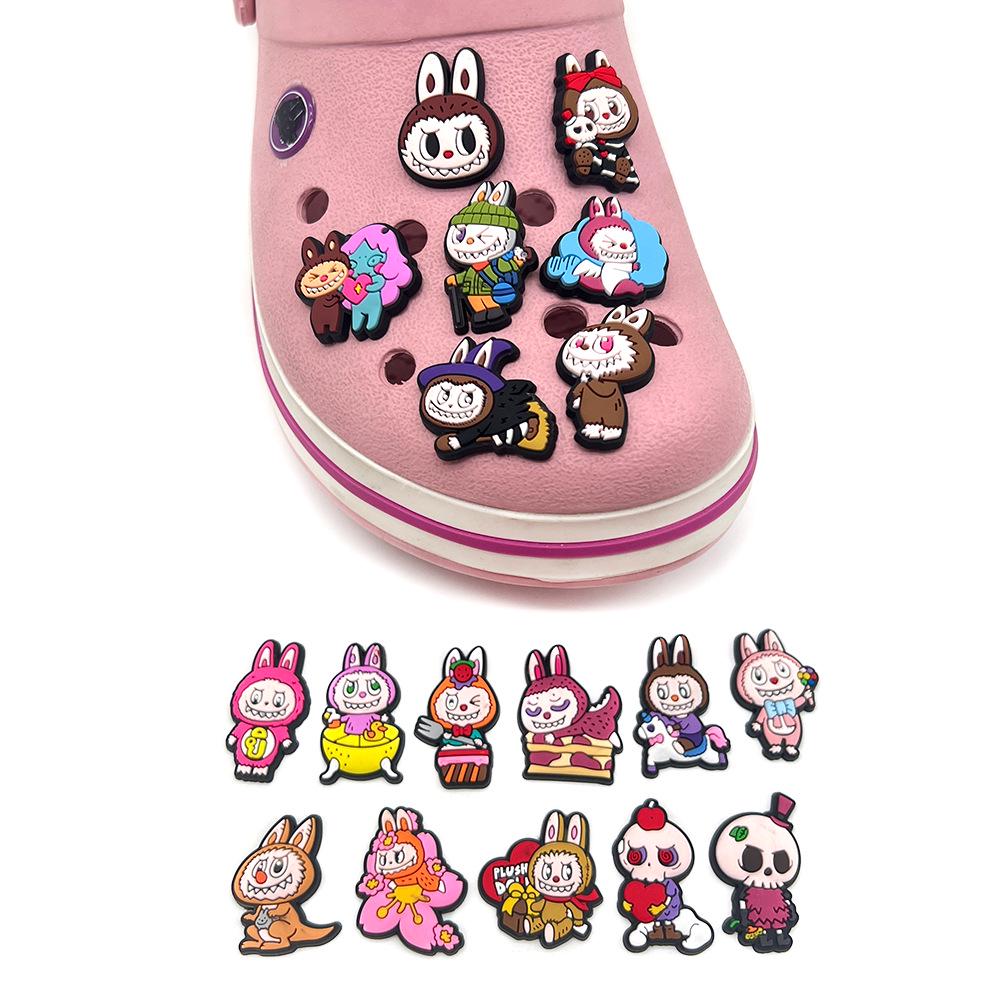 Adorable Cartoon Labubu Clog Shoe Charms - PVC Decoration & Flower Accessories